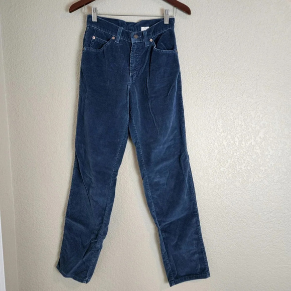 Levi's Strauss 952 Straight Leg Women Corduroy Orange Tab Pants M Blue - Picture 2 of 6